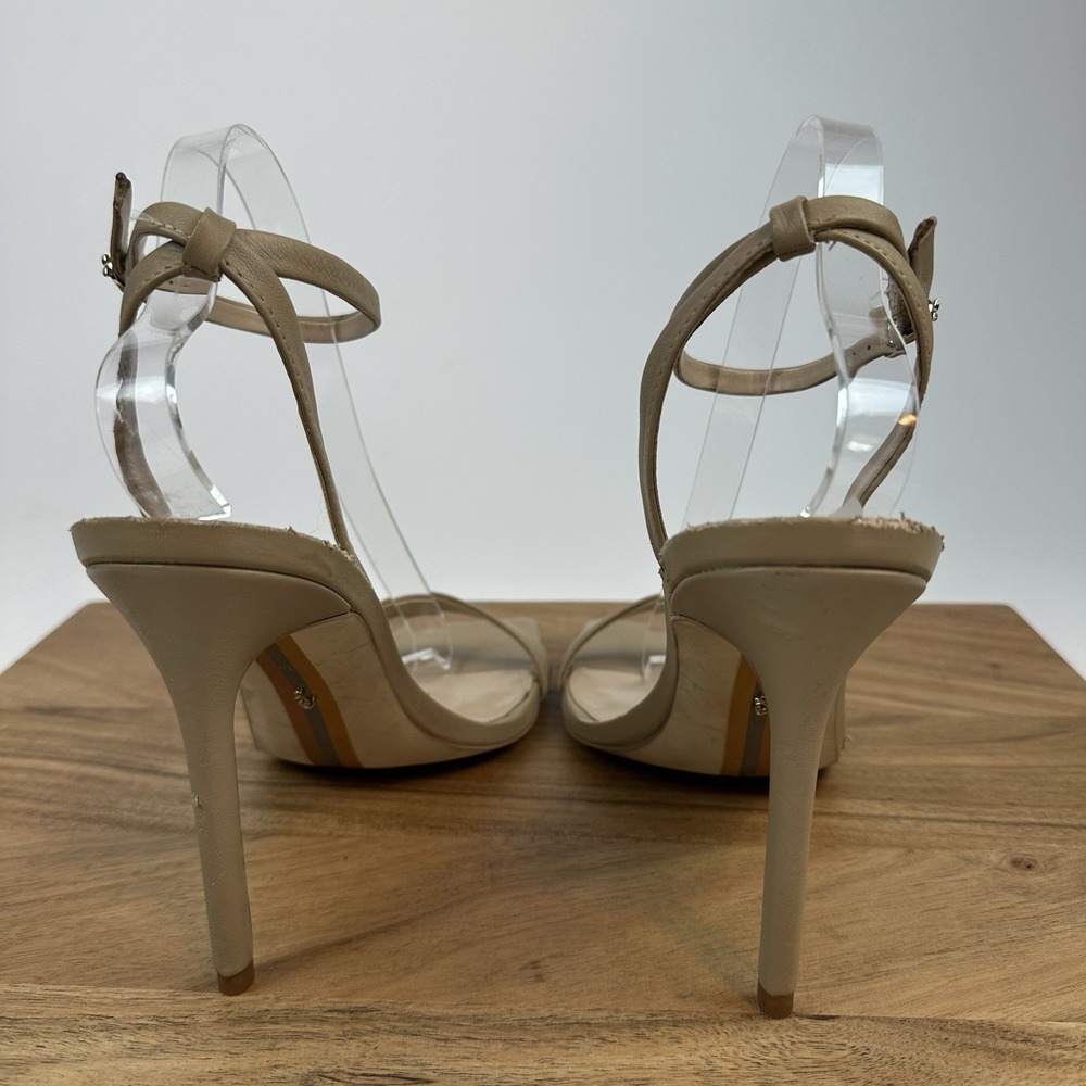 Womens Sam Edelman Orchid Beige Leather Strappy Stiletto Sandals Heels Size 9.5 - Picture 4 of 12
